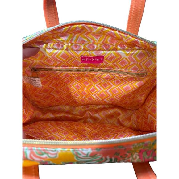 Lilly Pulitzer NWOT Travel Makeup Bag Tropical Lion Design Print Yellow Orange - Picture 6 of 8